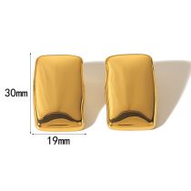 Fashion Gold Stainless Steel Geometric Rectangular Glossy Earrings