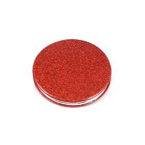 Fashion Red Round 70mm Glitter Round Flip-up Mirror