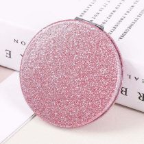 Fashion Pink Round 60mm Glitter Round Flip-up Mirror