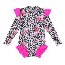 Fashion Leopard Print Polyester Printed Childrens One-piece Swimsuit