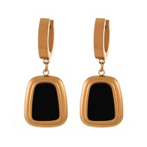 Fashion Black Titanium Steel Shell Square Earrings
