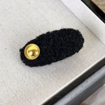 Fashion J Black Fabric Gold Label Knitted Oval Hair Clip