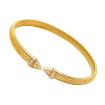 Fashion 6# Titanium Steel Diamond Geometric Thread Open Bracelet