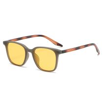 Fashion Gray Leopard Print Frame Yellow Film C3 Large Square Frame Sunglasses