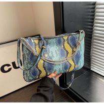Fashion Blue Snake Print Large Capacity Crossbody Bag