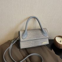 Fashion Grey Pu Crocodile Pattern Flap Crossbody Bag