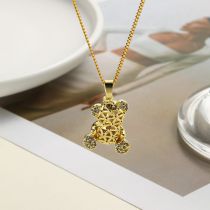 Fashion 3# Copper Inlaid Zirconium Bear Necklace