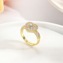 Fashion Gold Copper Set With Diamond Heart Open Ring