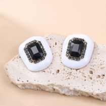 Fashion Black Alloy Diamond-drip Square Stud Earrings
