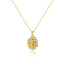 Fashion 5# Copper And Diamond Oval Madonna Necklace