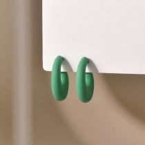 Fashion Green Acrylic Spray Painted C-shaped Earrings