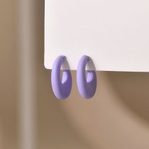 Fashion Purple Acrylic Spray Painted C-shaped Earrings