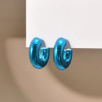 Fashion Sky Blue Acrylic C-shaped Earrings