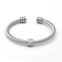 Fashion Style-10 Steel Colors Stainless Steel Diamond Threaded Open Bracelet