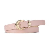 Fashion Pink Wide Belt With Metal Pin Buckle