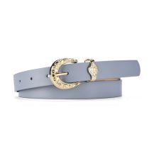 Fashion Sky Blue Wide Belt With Metal Pin Buckle