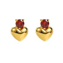 Fashion Red Diamond Copper Diamond Love Earrings