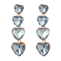 Fashion Light Blue Alloy Diamond Love Earrings