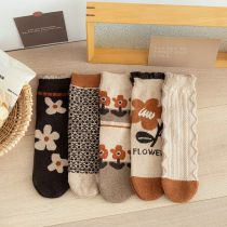 Fashion Dongdaemun Korean Version Of Japanese College Style Cotton Printed Mid-calf Socks