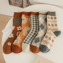 Fashion Color Cotton Printed Mid-calf Socks