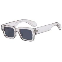 Fashion Transparent Gray Film Square Sunglasses With Rice Studs