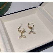 Fashion 27# Alloy Diamond Fishtail Earrings