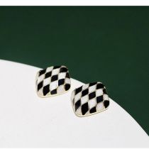 Fashion 28# Alloy Oil Drop Check Pattern Square Stud Earrings