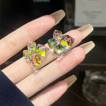 Fashion Color Alloy Geometric Crystal Earrings