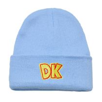 Fashion Sky Blue Acrylic Knitted Letter Embroidered Beanie