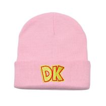 Fashion Pink Acrylic Knitted Letter Embroidered Beanie