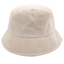 Fashion Beige Corduroy Vertical Stripe Bucket Hat