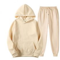 Fashion Khaki Polyester Hooded Sweatshirt With Leggings And Trousers Set