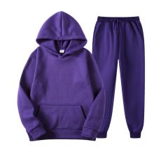 Fashion Purple Polyester Hooded Sweatshirt With Leggings And Trousers Set