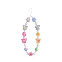 Fashion Butterfly Flowers Resin Pearl Bow Flower Beaded Mobile Phone Chain