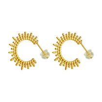 Fashion Gold Titanium Steel Ball C-shaped Earrings