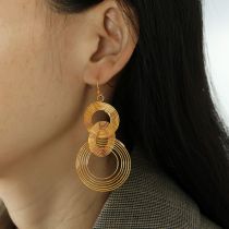 Fashion Gold Titanium Steel Circle Earrings