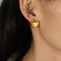 Fashion Rhinestone Gold Titanium Steel Diamond Love Earrings