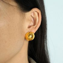 Fashion Gold Titanium Steel Ball Earrings