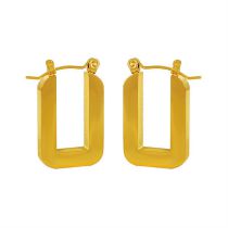 Fashion Gold Titanium Steel Square Earrings
