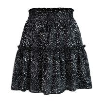 Fashion Black Polyester Printed Layered Skirt