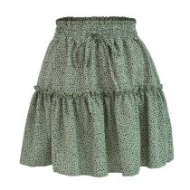 Fashion Dark Green Polyester Printed Layered Skirt
