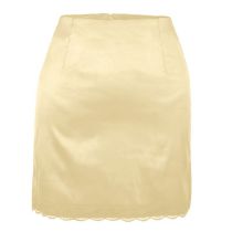 Fashion Beige Polyester Satin Lace Skirt