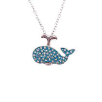 Fashion Blue Whale Alloy Diamond Whale Necklace