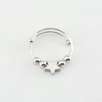 Fashion Five-pointed Star Stainless Steel Double Layer Rotatable Beads Pentagram Ring