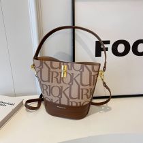 Fashion Brown Large Capacity Letter Crossbody Bag
