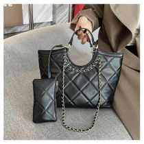 Fashion Black Pu Diamond Large Capacity Crossbody Bag