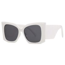 Fashion Solid White Gray Flakes Pc Large Frame Wide Leg Sunglasses