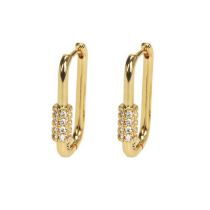 Fashion Gold Copper Diamond Oval Earrings