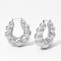 Fashion Silver Stainless Steel Gold Plated Steel Ball Earrings