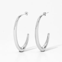 Fashion Silver Stainless Steel Geometric C-shaped Earrings